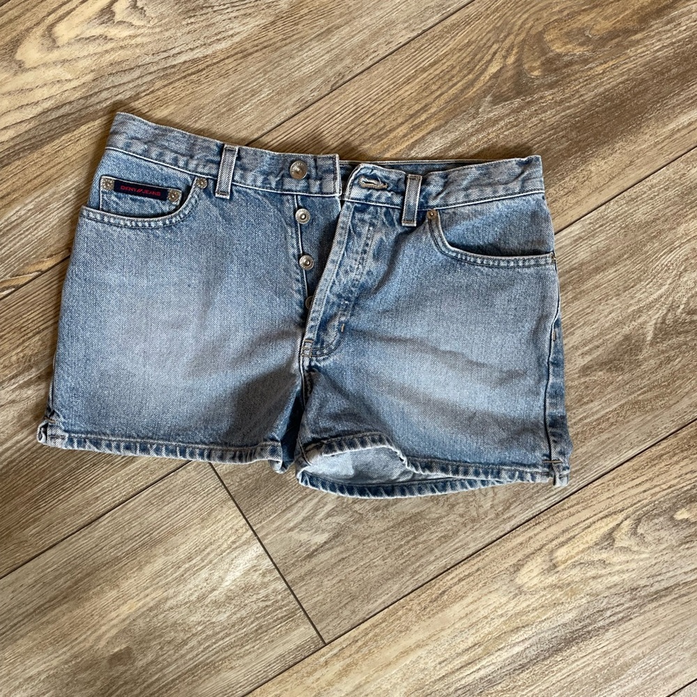 Y2K Vintage Light Wash Denim Shorts with Button Fly